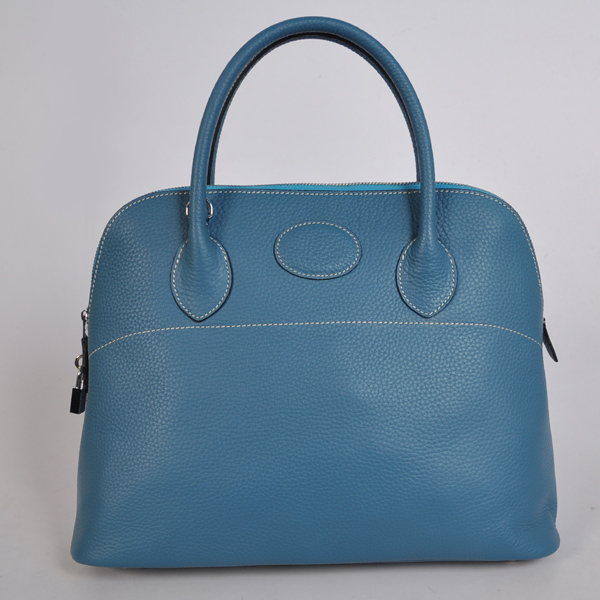 1037MB Hermes Bolide Bag in pelle 37 centimetri clemence in Medium Blue wi